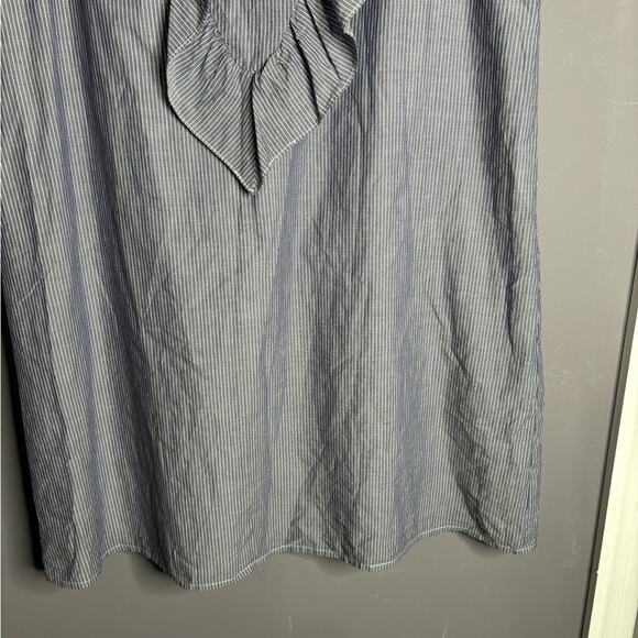 Express Blue and White Striped Sleeveless Dress Ruffle Detail Size Medium - Picture 2 of 7
